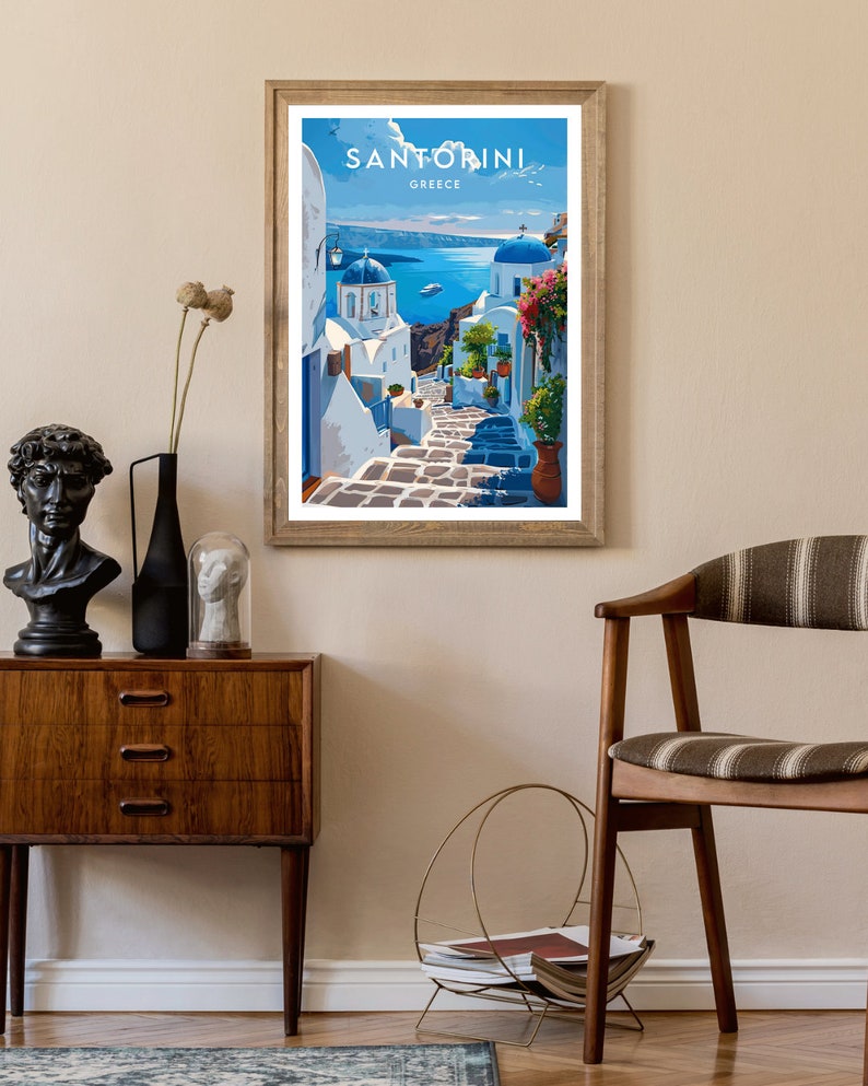 Santorini Travel Print - Greece, Santorini Poster, Greece Poster, Travel Wall Art, Greece Print, poster, Greece, Europe, Santorini