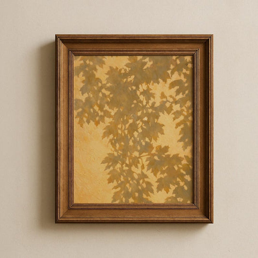 Leaf Shadow Wall Art | Sunlit Botanical Print, Neutral Nature Minimalist Decor, Rolled Poster