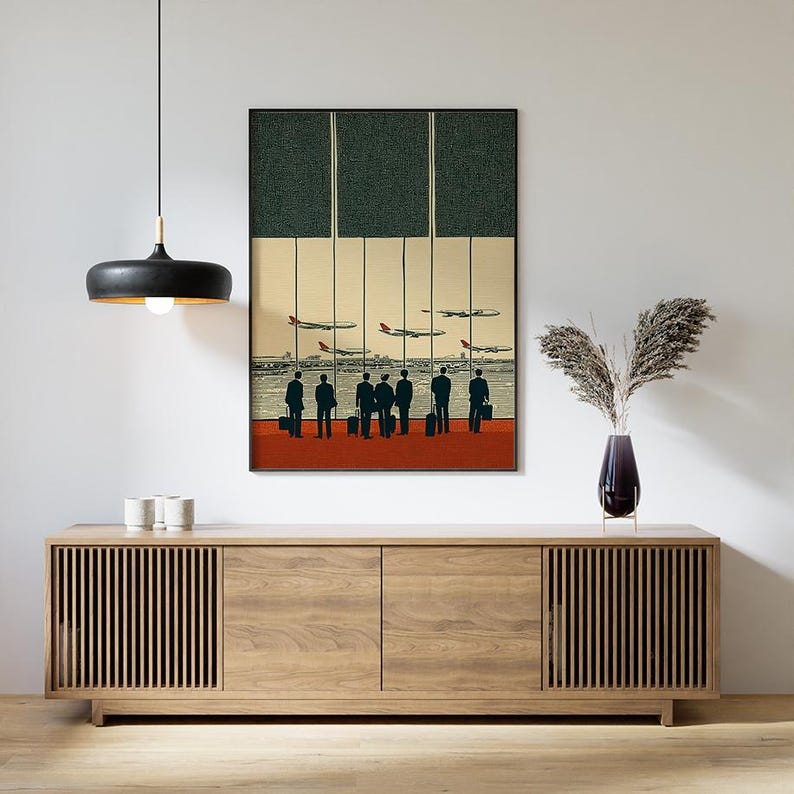 Airport Lounge Poster | Mid Century Travel Wall Art | Vintage Aviation Print