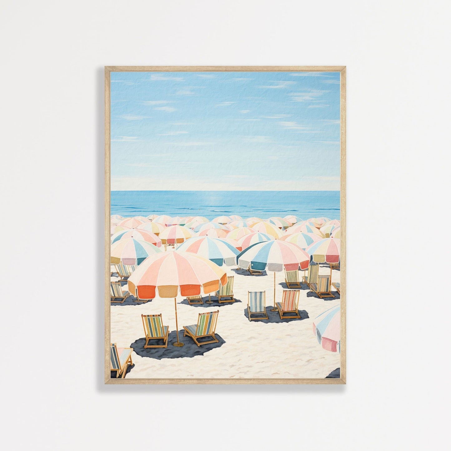 Beach Wall Art Print: Retro Umbrellas - Minimalist Coastal Decor