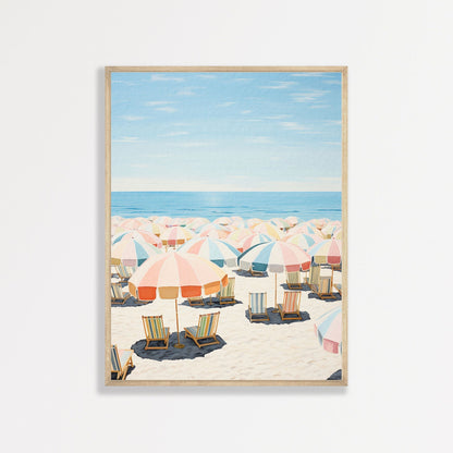 Beach Wall Art Print: Retro Umbrellas - Minimalist Coastal Decor