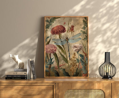 Dragonfly Wall Art, Dragonfly Print, William Morris, Aesthetic Wall Decor, Floral Prints, Artful Art, Floral Poster, Dragonfly Gifts For Her