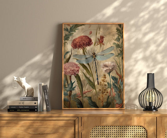 Dragonfly Wall Art, Dragonfly Print, William Morris, Aesthetic Wall Decor, Floral Prints, Artful Art, Floral Poster, Dragonfly Gifts For Her
