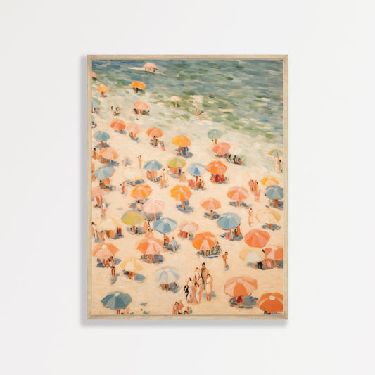 Retro Coastal Wall Art - Abstract Minimal Beach Scene
