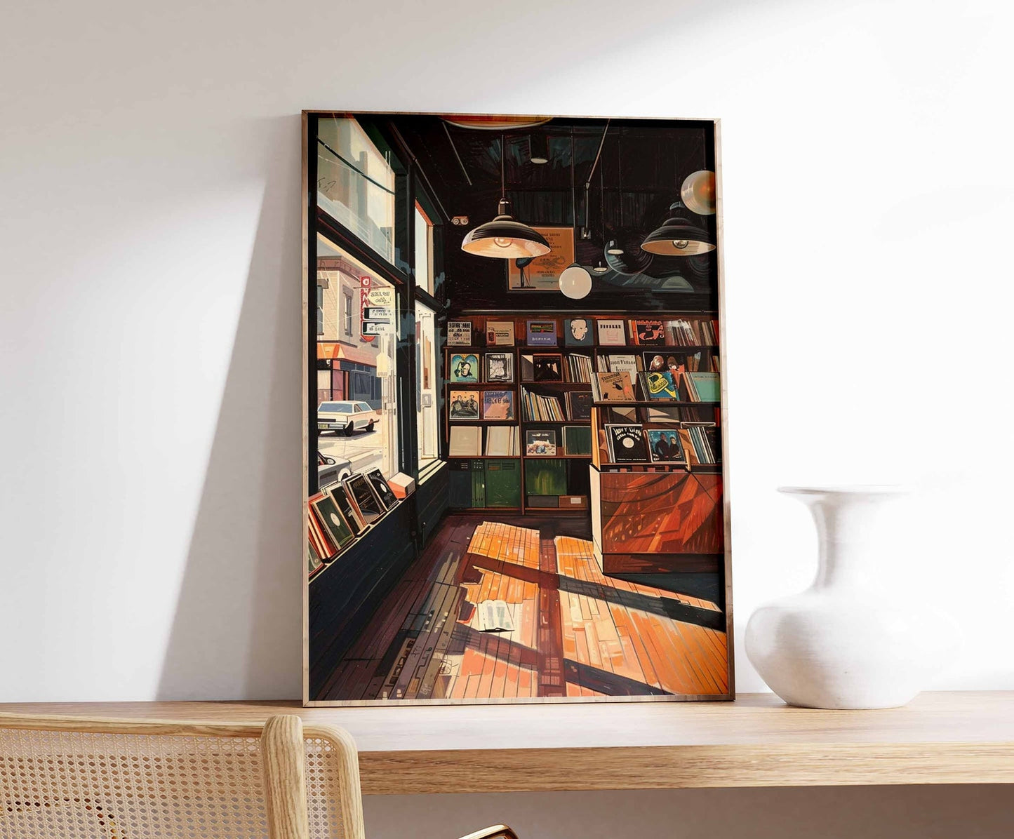 Retro Vinyl Record Store Art Print, Vintage Music Shop Poster