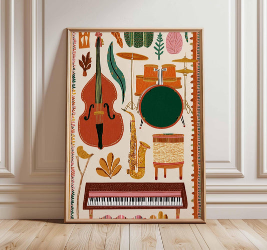 Musical Instrument Poster, Music Wall Art Print, Studio Decor, Music Lover Gift, Vintage Print