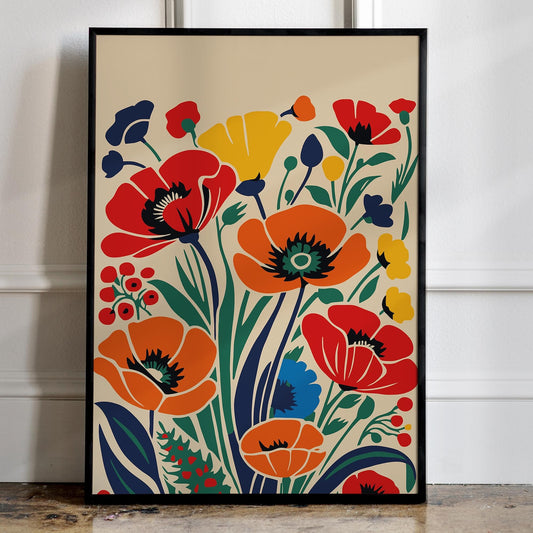 Colorful Botanical Wall Art Print, Modern Floral Poster, Abstract Wall Art, Living Room Decor, Office Wall Art, Floral Poster, Home Decor