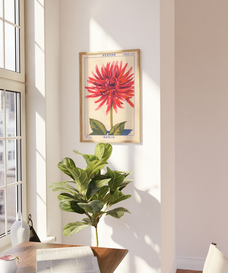 Fleurs Vintage Print, Floral Poster, Botanical Print, Large Wall Art, Home Decor Botanical Print, Science Poster TNF - Living Room
