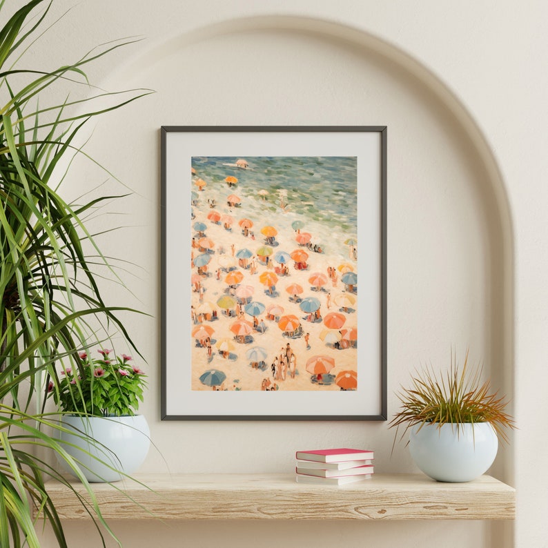 Retro Coastal Wall Art - Abstract Minimal Beach Scene