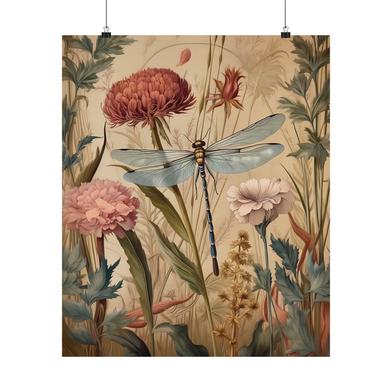 Dragonfly Wall Art, Dragonfly Print, William Morris, Aesthetic Wall Decor, Floral Prints, Artful Art, Floral Poster, Dragonfly Gifts For Her