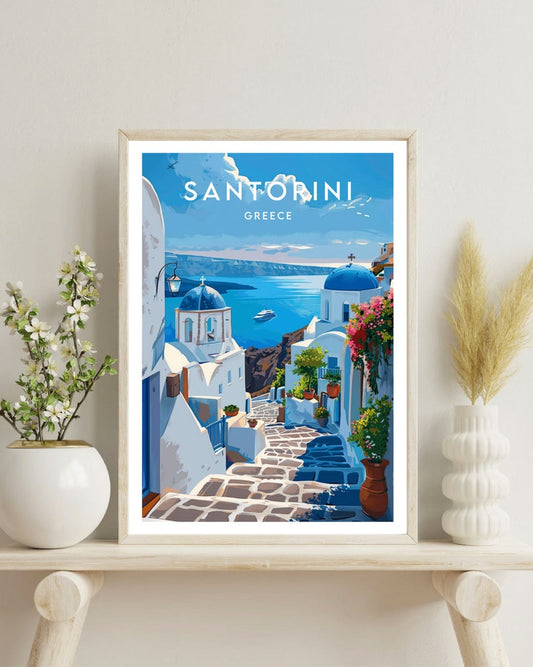 Santorini Travel Print - Greece, Santorini Poster, Greece Poster, Travel Wall Art, Greece Print, poster, Greece, Europe, Santorini