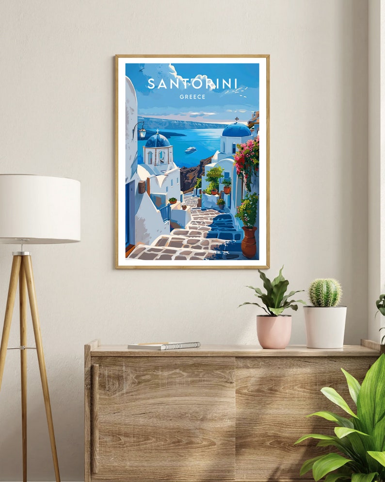 Santorini Travel Print - Greece, Santorini Poster, Greece Poster, Travel Wall Art, Greece Print, poster, Greece, Europe, Santorini