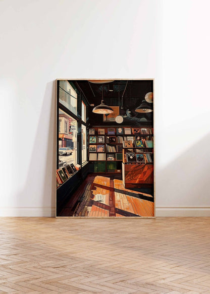 Retro Vinyl Record Store Art Print, Vintage Music Shop Poster