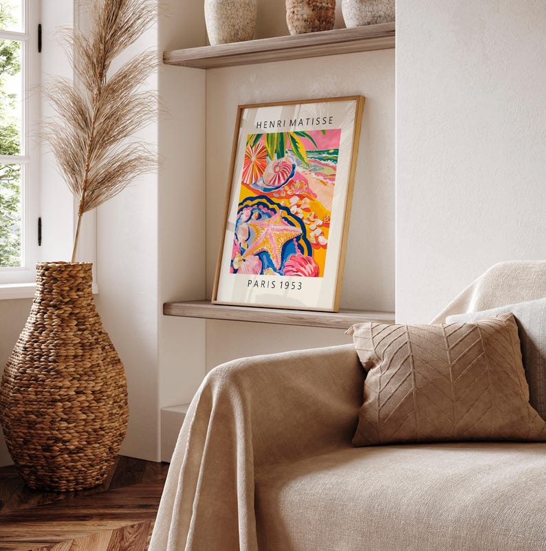 Starfish poster, Beachy decor, Seaside holiday decor, Coastal cowgirl print, Beach wall art