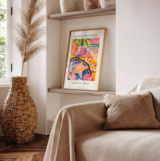 Starfish poster, Beachy decor, Seaside holiday decor, Coastal cowgirl print, Beach wall art