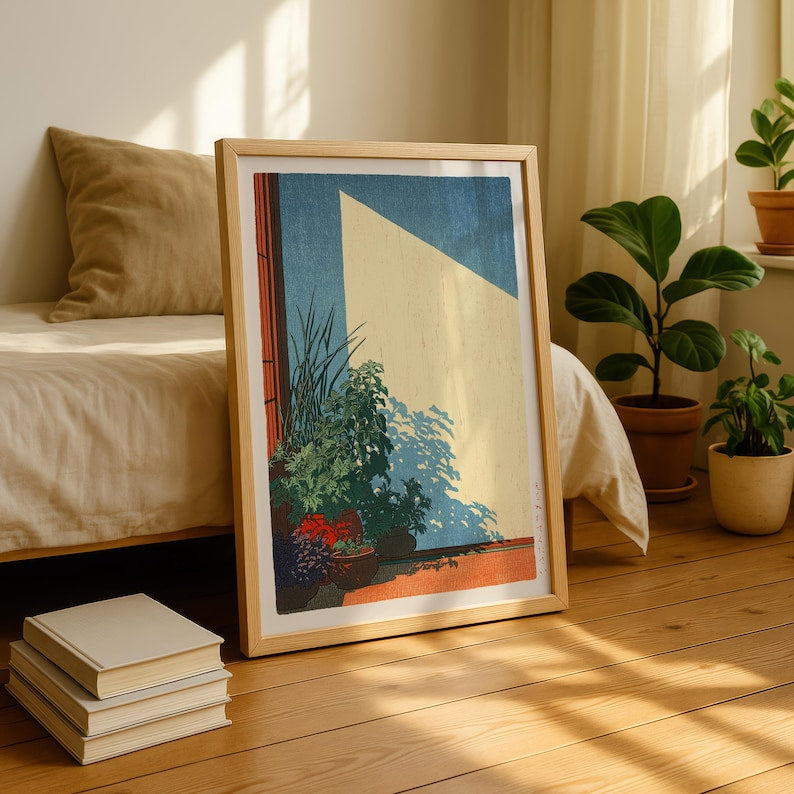 Japanese Botanical Wall Art Print: Hasui Kawase Style – Minimalist Nature Poster
