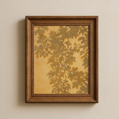 Leaf Shadow Wall Art | Sunlit Botanical Print, Neutral Nature Minimalist Decor, Rolled Poster