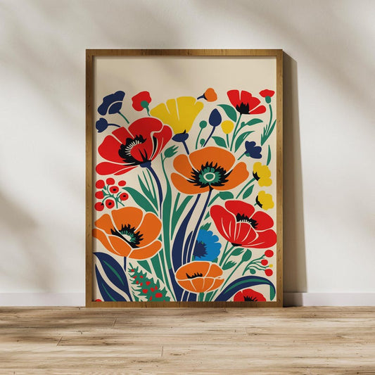 Colorful Botanical Wall Art Print, Modern Floral Poster, Abstract Wall Art, Living Room Decor, Office Wall Art, Floral Poster, Home Decor